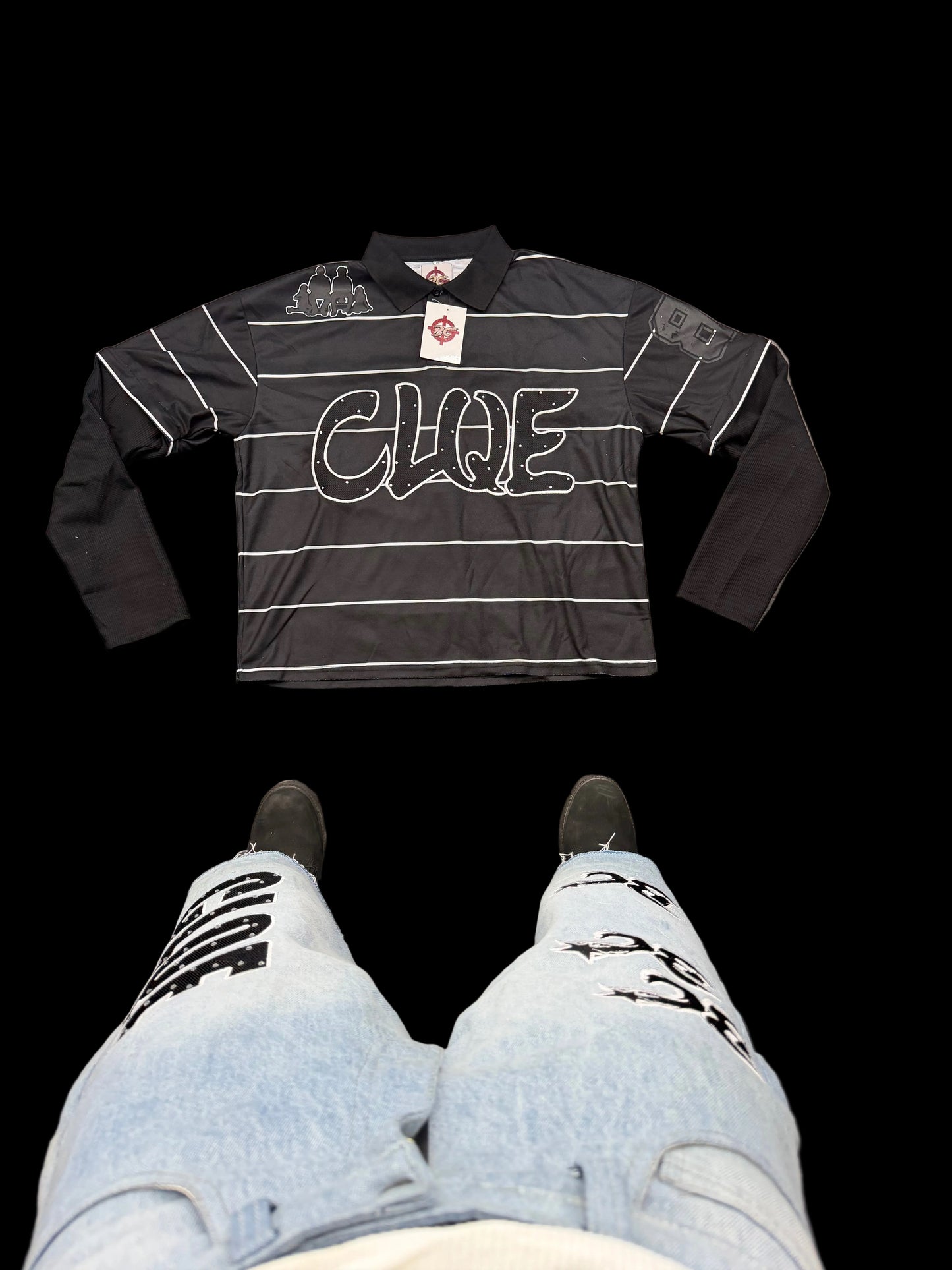 BLACK “POLO” LONG/SHORT SHIRT